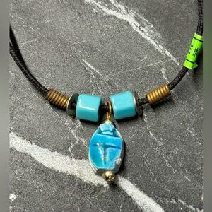 🟢Vintage Scarab necklace made in Egypt